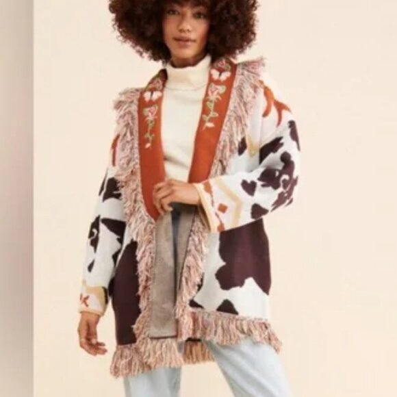 Stellah Free People Elliot Fringe Belted Cardigan Size Small - Picture 1 of 14